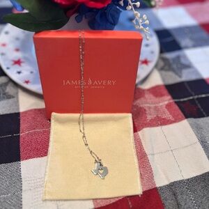 James Avery Silver Heart Texas Necklace